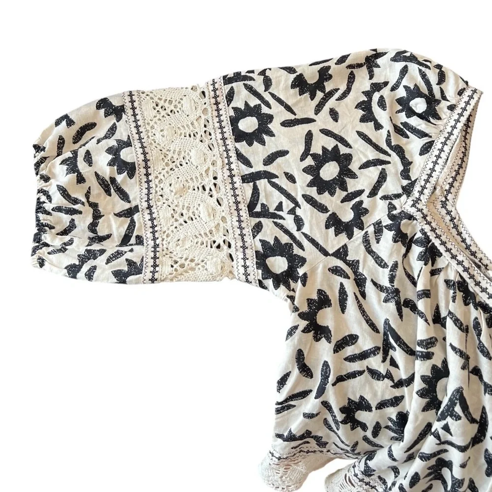 Christian Siriano Women's NY Boho Blouse -Black & White-Size Large - Picture 5 of 7